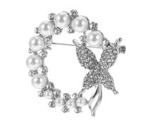 VALICLUD 1Pc Alloy Pearl Rhinestone Butterfly Brooch Versatile Clothing Accessory for All Occasions Smooth Surface Easy to Wear Charming Design for Formal Informal Events