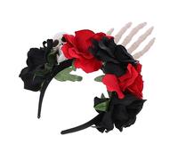 VALICLUD 1pc Halloween Skull Headband Faux Roses Festive Hair Accessory for Parties Cosplay and Carnivals Creative Design for Spooky Celebrations