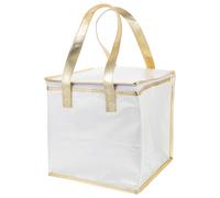 VALICLUD 1pc Insulated Food Transport Tote Bag Portable Cake Packing Bag for Seafood Pizza Storage Stylish Insulated Thermal Food Storage White with Gold Trim