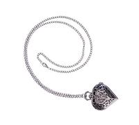 VALICLUD 1pc Retro Heart Shaped Pocket Watch Delicate Hollow Design Stylish Quartz Movement Unique All Occasions Material Elegant Black Finish