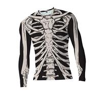VALICLUD 1pc Skeleton Sleeve Shirt for Men Halloween Pattern Graphic Top Comfortable Polyester Fabric for Casual Wear and Festive Occasions Fashionable and Stylish Black