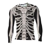 VALICLUD 1pc Stylish Halloween Themed Skeleton Shirt for Men Sleeve Round Neck Comfortable Fashion Tee for Halloween Parties and Festive Celebrations Black