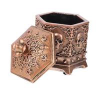 VALICLUD 1pc Stylish Hexagonal Golden Jewelry Box Vintage Skull Design Portable Storage for and Accessories European-style Organizer for Decor