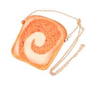 VALICLUD 1pc Toast Shape Mini Crossbody Bag for Girls Stylish Chain Shoulder Handbag Cute Portable Toast Design Cloth Material Chocolate Color