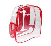 VALICLUD 1PC Transparent PVC Backpack Zipper Shoulder Bag Schoolbag for Children Kids Students (Red)