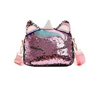 VALICLUD 1pc Unicorn Ear Shaped Sequins Crossbody Purse for Girls Cute Chain Shoulder Bag Pink for Travel Gym and Casual Outings Fashionable Present