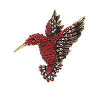 VALICLUD 1pc Unisex Bird Brooch Inlaid Diamonds Stylish Bird Breastpin for Men and Women Elegant Collar Pin for Shirts and for Friends and Loved Red