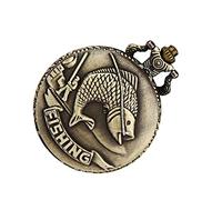 VALICLUD 1Pc Vintage Fishing Quartz Pocket Watch with Relief Lightweight Bronze Hanging Watch Stylish for Friends and Colleagues Durable and Fashionable Accessory