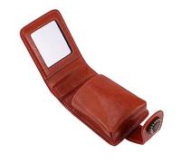 VALICLUD 1pc Wine Red Lipstick Pouch Case with Built in Mirror Cosmetic Storage for Travel Elegant PU Leather Makeup Organizer for Women for Her