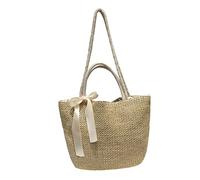 VALICLUD 1Pc Woven Beach Bag for Women Casual Chic Design Large Capacity Hand Held Tote for Shopping Travel Daily Use Stylish Rattan Shoulder Bag