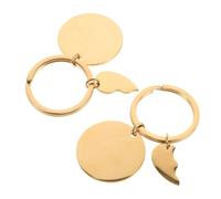 VALICLUD 1set Blank Keychain Pendants for Crafts Engraving Blanks Keyring Heart-Shaped Key Tags for and Couples