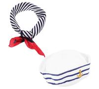 VALICLUD 1Set Cosplay Sailor Hat and Scarf Costume Accessory for Halloween Party Nautical Themed Captain Outfit Durable and Comfortable for Sailor Role Play