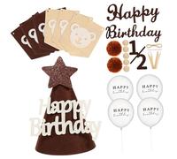 VALICLUD 1Set Happy Birthday Decoration Bear Garland Banner Birthday Hat Balloons for Indoor Outdoor Easy to Up and Safe to Use for Celebrations