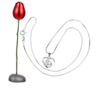 VALICLUD 1Set Heart Shaped Pendant Necklace with Eternal Flower Valentine Day Her for Home Office Decoration Adds Fashion to Any Outfit