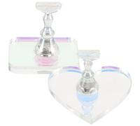 VALICLUD 1set Nail Practice Stand Holder Press Nail Base for Art Display Includes Heart Trays Essential Tool for Manicure Training