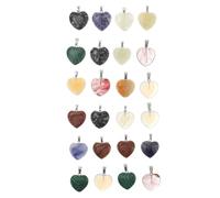 VALICLUD 1set Natural Heart Shape Crystal Stones Mixed Colors Durable Energy Stones for Home Decor DIY Crafts Garden Fish Tank Emotional Stress Relief Unique Polished Adornments 24pcs