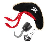 VALICLUD 1set Pirate Costume Accessory Set Includes Eye Patch Bandana Hook and Hat for Halloween Cosplay and Themed Parties for Pirate Role Play and Festivals