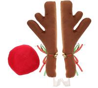 VALICLUD 1Set Reindeer Christmas Car Decoration of Durable Antlers Nose for All Cars Suvs Trucks Festive Auto Accessories with Bells Ribbons for Holiday Cheer
