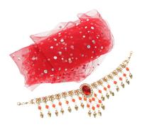 VALICLUD 1set Women Tribal Veil Tulle Accessory for Dance Performance Belly Dancing Parties Elegant Lightweight Fringed Design for Stage Masquerade Events