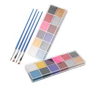 VALICLUD 2 Boxes Color Water-activated Face and Body Paint Palette Washable Professional Face Paint for Halloween Clown Makeup Stage Performances Cosplay Skin-friendly Vibrant Pigments