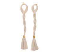 VALICLUD 2 Bunches High Temperature Soft Fiber Doll Wig Long Straight Hair Replacement for Cotton Dolls DIY Styling Accessory Beige