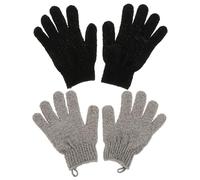 VALICLUD 2 Pairs Exfoliating Bath Gloves for Body Scrub Shower Mitts with Separate Fingers for Gentle Dead Skin Removal Skin Revitalizing Bathroom Shower Gloves Comfortable Fit for Adults