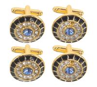 VALICLUD 2 Pairs Men’s Crystal Evil Eye Cufflinks round Tuxedo Studs, French Cuff Shirt Accessories for Wedding Groom and Business Formal Attire