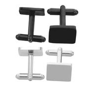 VALICLUD 2 Pairs Stainless Steel Cuff Links for Men Unique Wedding Accessories for Groom Business Events DIY Crafts Elegant Steel Black Colors Versatile Suit Compatibility