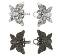 VALICLUD 2 Pairs Vintage Butterfly Metal Sweater Clips Brooch Set, Retro Cardigan and Shawl Cinch Clips for Women, Detachable Waist Tightener Accessories for Cape and Pullover Styles