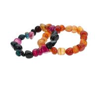 VALICLUD 2 Pcs Agate Yoga Bracelets, Irregular Beaded Stretch Bracelets for Women and Men, Natural Gemstone Wrist Jewelry for Meditation and Everyday Wear