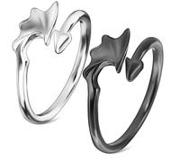 VALICLUD 2 Pcs Angel Devil Ring Alloy Open Adjustable Ring for Couples Tarnish-resistant Statement Jewelry
