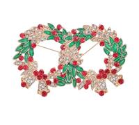 VALICLUD 2 Pcs Christmas Wreath Bell Brooches Alloy Breastpins Delicate Xmas Decorative Pins for Women Holiday Jewelry Accessories