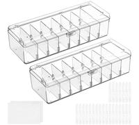 VALICLUD 2 Pcs Cord Box Organizer Plastic Storage Box for Data Cables with Label Stickers and Ties for Home and Office Cable Management Transparent