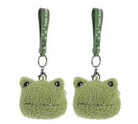 VALICLUD 2 Pcs Frog Head Coin Purse Small Wallet Set, Green Mini Change Pouch with Keyring, Adorable Frog-Shaped Money Bag and Travel