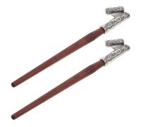 VALICLUD 2 Pcs Oblique Calligraphy Pen Holders Wooden Alloy Fountain Dip Nib Holders Designed for Stub Italic Nibs Reducing Scraping Paper Suitable for Cartooning and Mapping