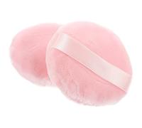 VALICLUD 2 Pcs Pink Cotton Fluffy Powder Puff for Makeup Blending and Setting, Soft Velour Cosmetic Sponges Suitable for Home and Travel Use