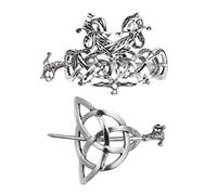 VALICLUD 2 Pcs Viking Hair Clip Metal Hairpin Alloy Barrettes Vintage Hair Accessories for Women Scandinavian Style