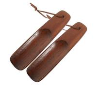 VALICLUD 2 Pcs Wooden Shoehorns 15.5cm Leather String Portable Shoe Extractors for Easy Wearing for Home Use and Seniors Random Color