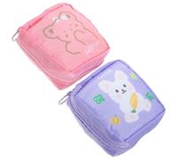 VALICLUD 2-Piece Sanitary Napkin Storage Bag Set Cartoon Menstrual Pad Organizer Waterproof Pouch for Period Products Random Color Designs for Women and Girls