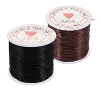 VALICLUD 2 Rolls 0.6mm Flat Elastic Extension Thread for Hair Extensions and Braided Hairstyles, Sturdy Stretch Cord for Wig Sewing, Beading DIY, Includes Brown and Black