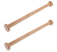VALICLUD 2 Sets Heavy Duty Solid Wood Closet Hanging Rod with Flanges Wooden Clothes Rail Organizer for Wardrobe Storage Supports Heavy Coats and Suits Elegant Natural Finish