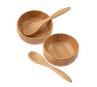 VALICLUD 2 Sets Natural Bamboo Facial Mask Mixing Bowls and Spoons Portable Diy Wood Mask Bowls Mini Salon Supplies for Face Skin Care
