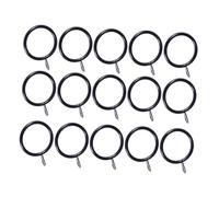 VALICLUD 20 Sets Black Metal Curtain Rings with Plastic Eyelets Drapery and Shower Curtain Pole Hanging Rings Strong Load Bearing Smooth Edges