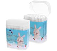VALICLUD 200pcs Baby Cotton Swabs Set Natural Round Tip Ear Nose Cleaning Buds for Infants Soft Cotton Swabs for Baby Care for Newborns and Toddlers 2 Boxes