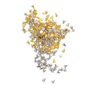 VALICLUD 200pcs Metal Nail Studs Charms Silver and Gold Small Size Flat Base Spiked Nail Decorations for Manicure Gel Art Accessories for Women