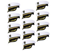 VALICLUD 20pcs Embroidered Captain Hats Sailor Hat for Cosplay Outdoor Decor Comfortable White