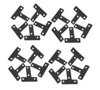 VALICLUD 20pcs Heavy Duty Black Stainless Steel T-Shape Corner Brackets with Screws for Wood Frame Furniture Flat Corner Braces for Shelves Cabinets and Gate Repair DIY Fixing Connectors