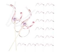 VALICLUD 20pcs Lace Ribbon Fairy Wands with Bells Wedding Send Off Streamers for Bridal Shower Graduation Holiday Party Decorations Elegant Ribbon Sticks for Festive Celebration Events