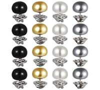 VALICLUD 20pcs No Sew Instant Buttons Removable Metal Pearl Buttons for Clothing Replacement Easy to Use Button Fasteners for Shirts Pants and Crafts