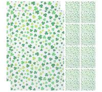 VALICLUD 20pcs St Patrick's Day Shamrock Wrapping Paper Tear-resistant Clover Wrap for Holiday Parties Spring Birthdays Showers DIY Craft Supplies